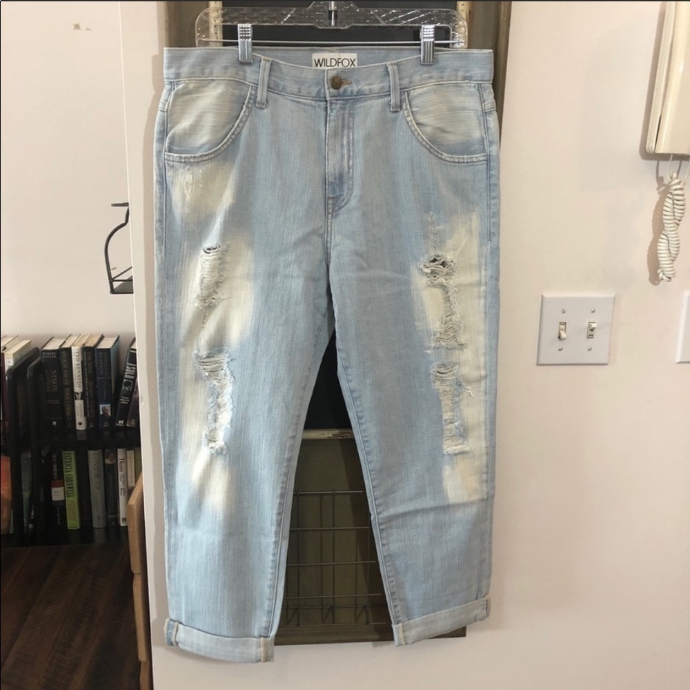 Wildfox “The Marissa” Slouchy Skinny Crop Jeans Distressed Boyfriend Size 29 NWT - Picture 3 of 10